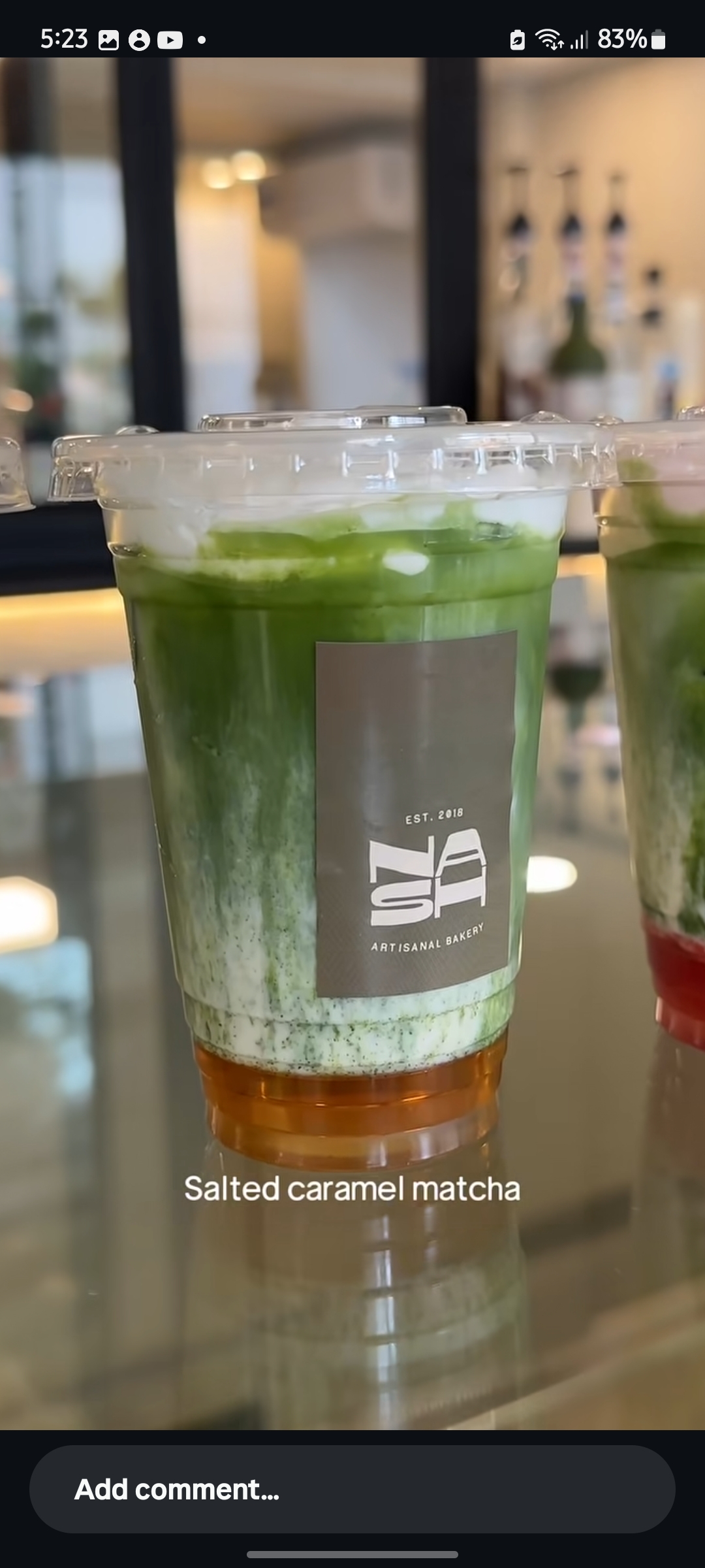 Iced matcha latte at NASH